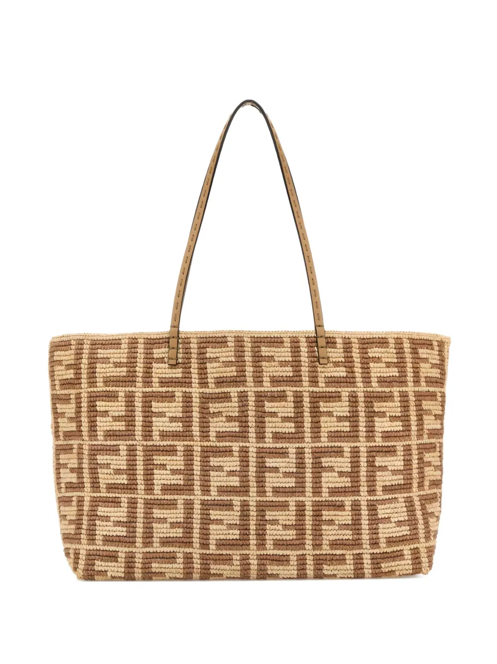 FENDI large embroidered tote bag Beige