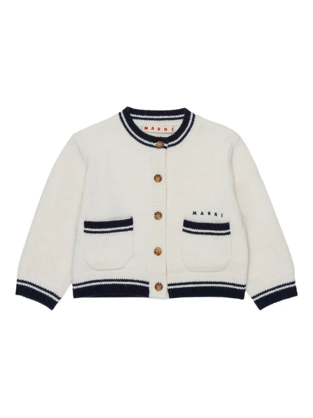 Marni Kids contrast-trim cardigan | White | Image 1