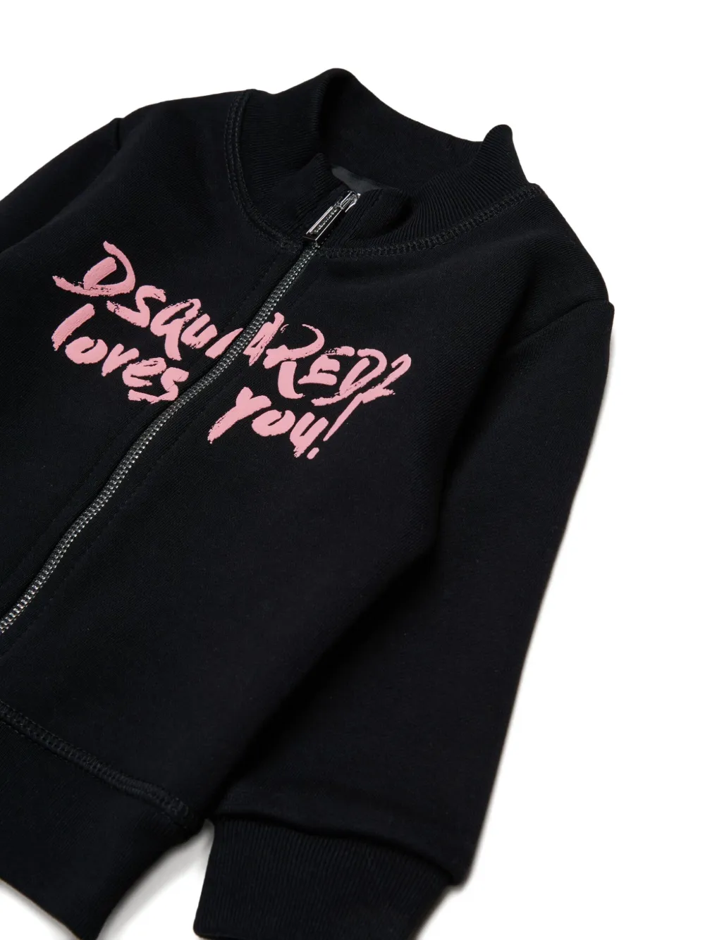 Dsquared2 Zip-up Logo-detail Sweatshirt In Black