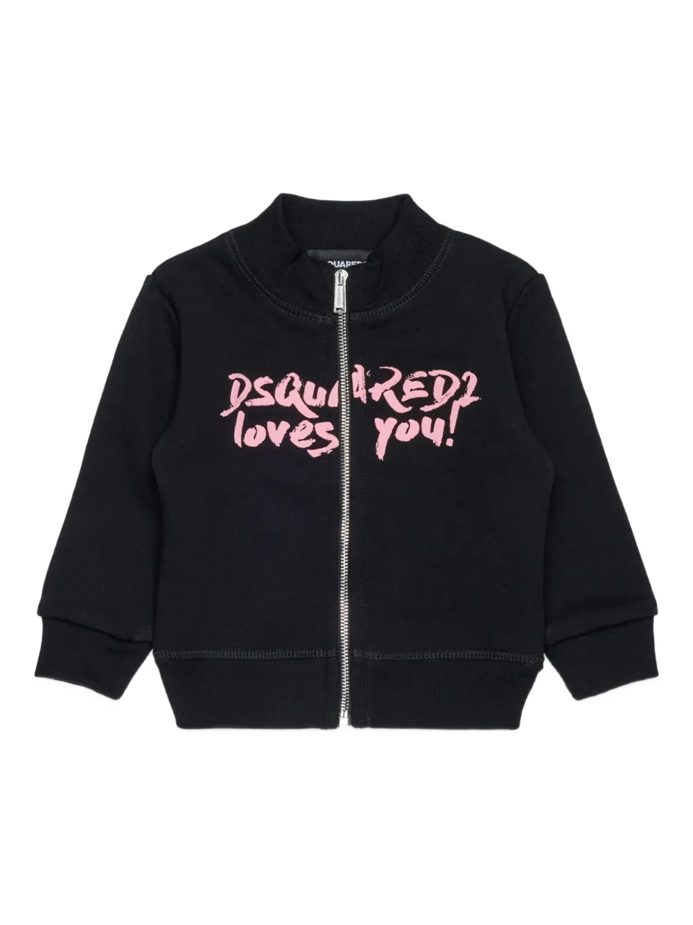 Dsquared2 Zip-up Logo-detail Sweatshirt In Black
