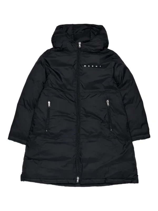 Marni Kids Hooded zip-front Coat | Black | FARFETCH