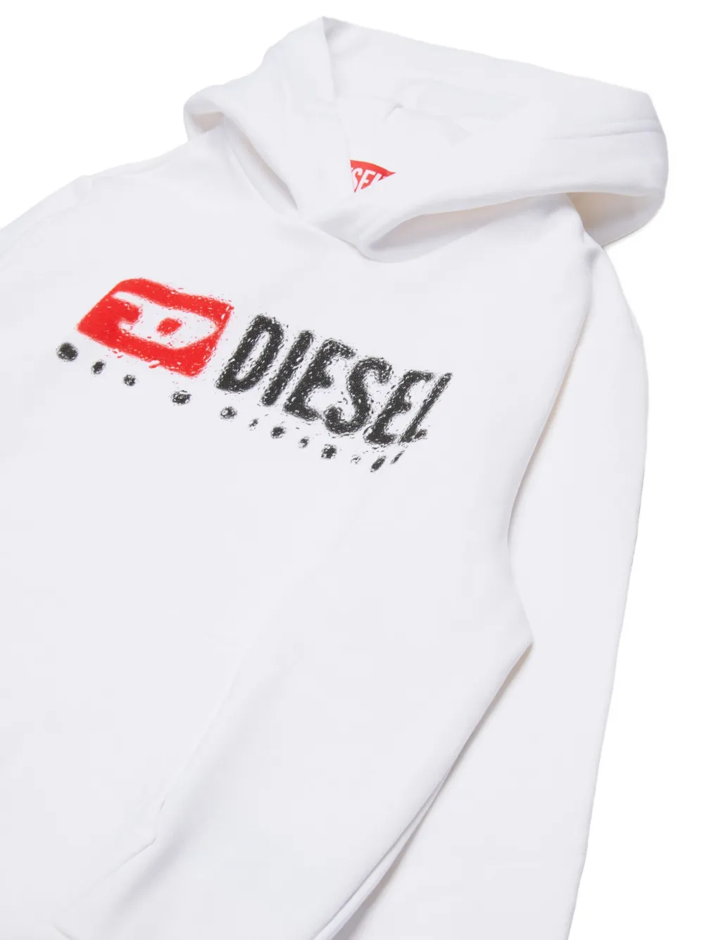 Diesel Kids Sdropshood over logo-print hoodie Wit
