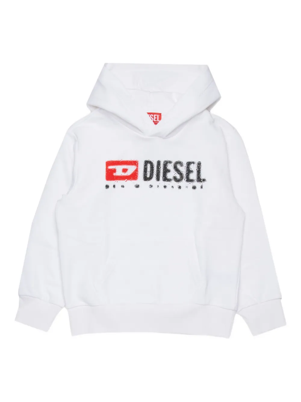 Diesel Kids Sdropshood over logo-print hoodie Wit