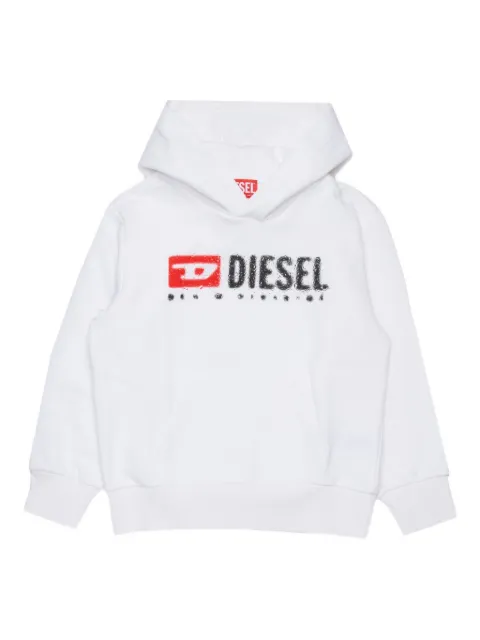 Diesel Kids S드롭스후드 오버 로고 프린트 후디