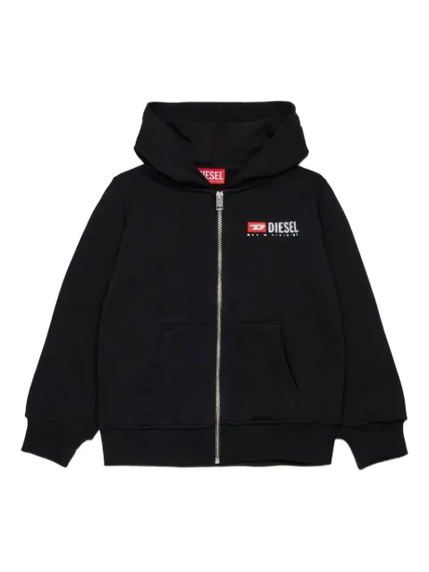 Diesel Kids logo-print zip-up hoodie