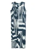 Pleats Please Issey Miyake abstract-print midi dress - Blue