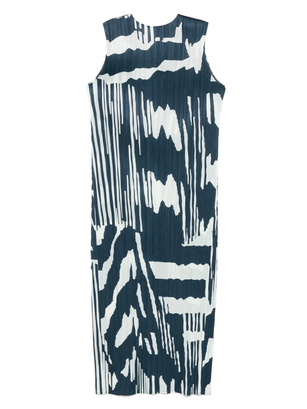 Pleats Please Issey Miyake abstract-print midi dress - Blauw
