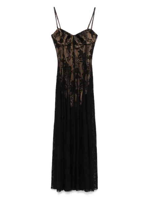 Norma Kamali floral-lace midi dress