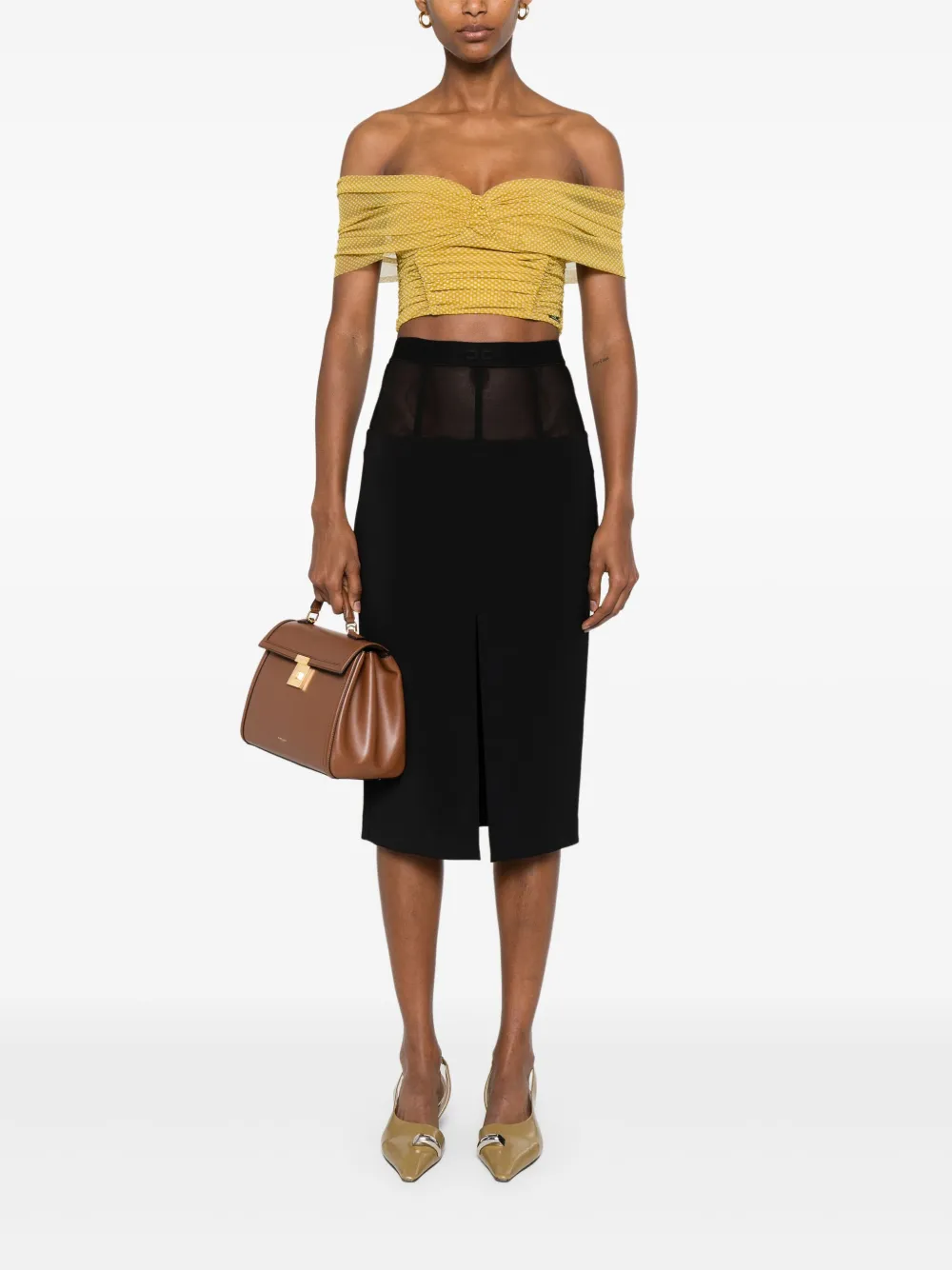 Elisabetta Franchi crepe midi skirt - Zwart