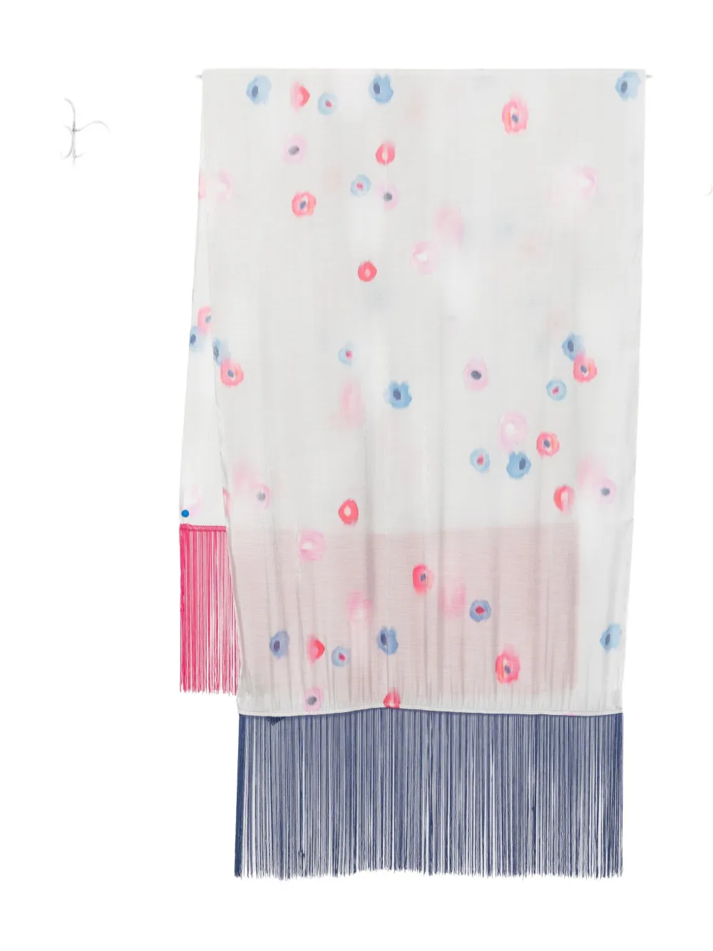 Emporio Armani floral-print fringed scarf Wit
