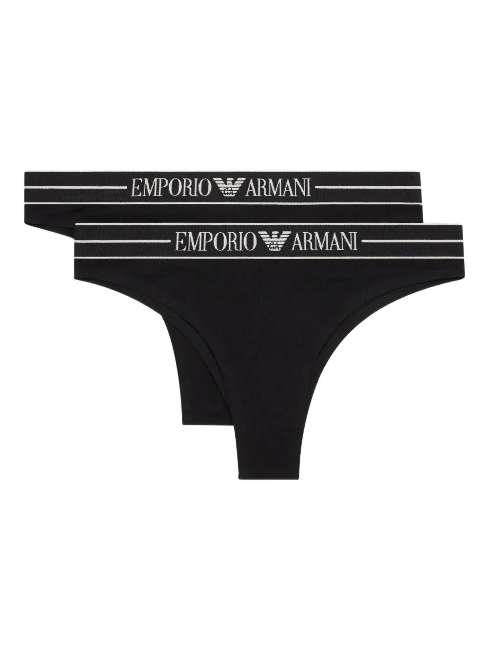 Emporio Armani logo-waistband thongs (pack of two) | Black | Image 1