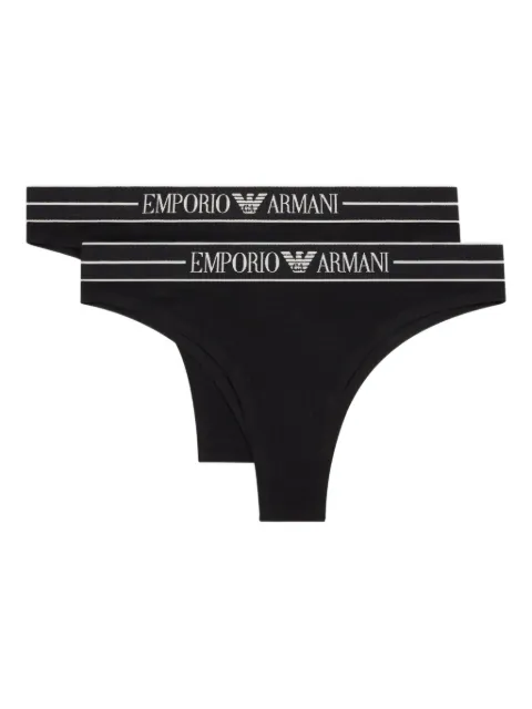 Emporio Armani logo-waistband thongs (pack of two)