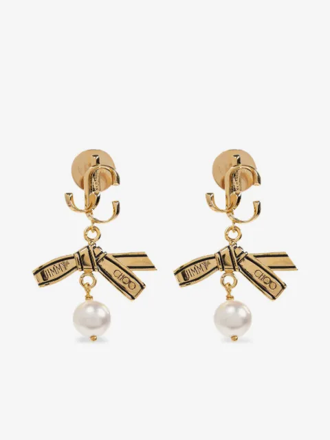 Jimmy Choo aretes con moño y logo