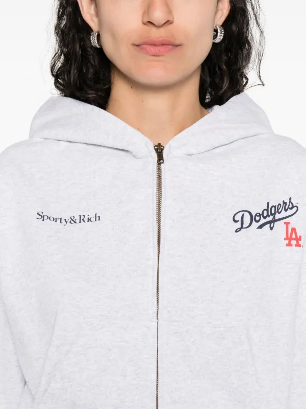 Sporty&Rich × 47 × Dodgers Serif Hoodie Sporty & Rich Dodgers Serif Hoodie | Grey | FARFETCH AO