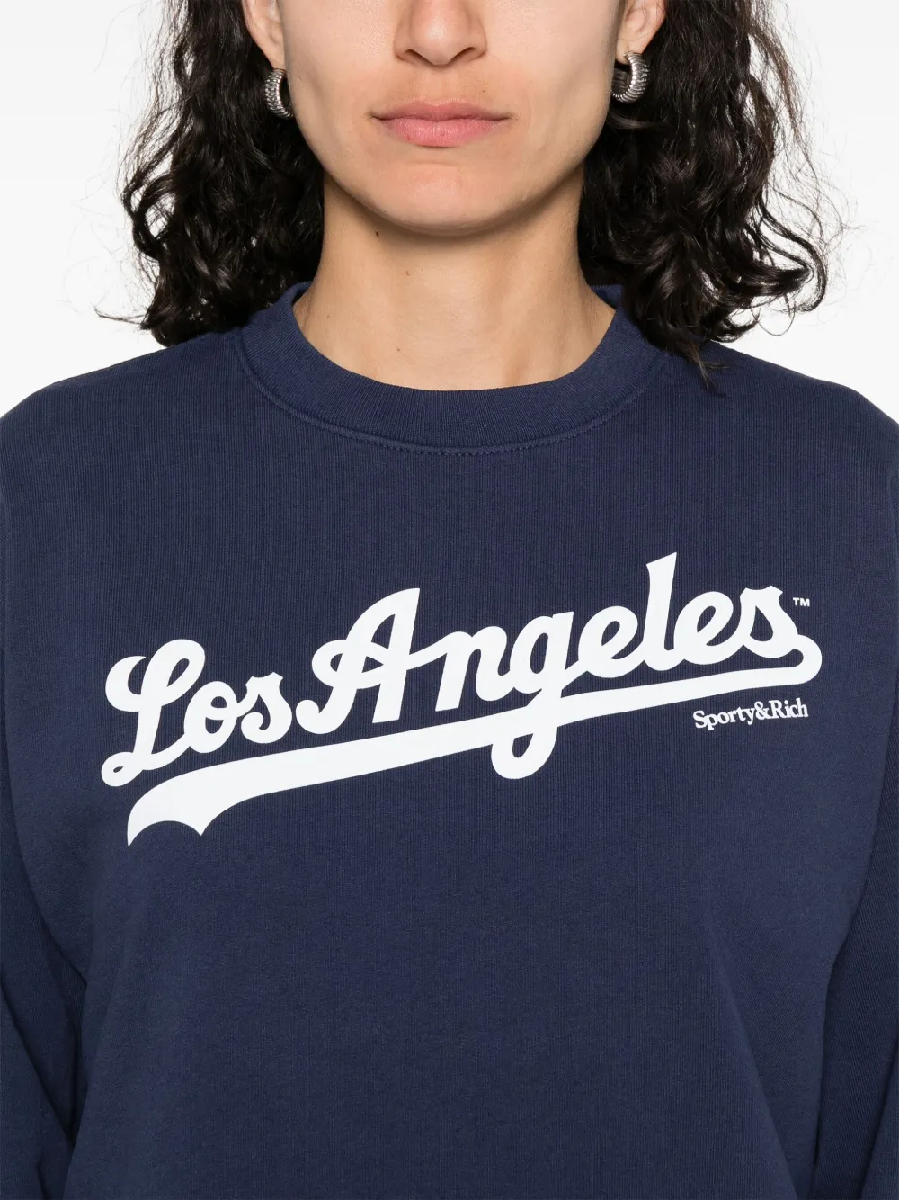 Sporty And Rich Womens Dark Navy Dodgers Round-neck Cotton-jersey Sweatshirt