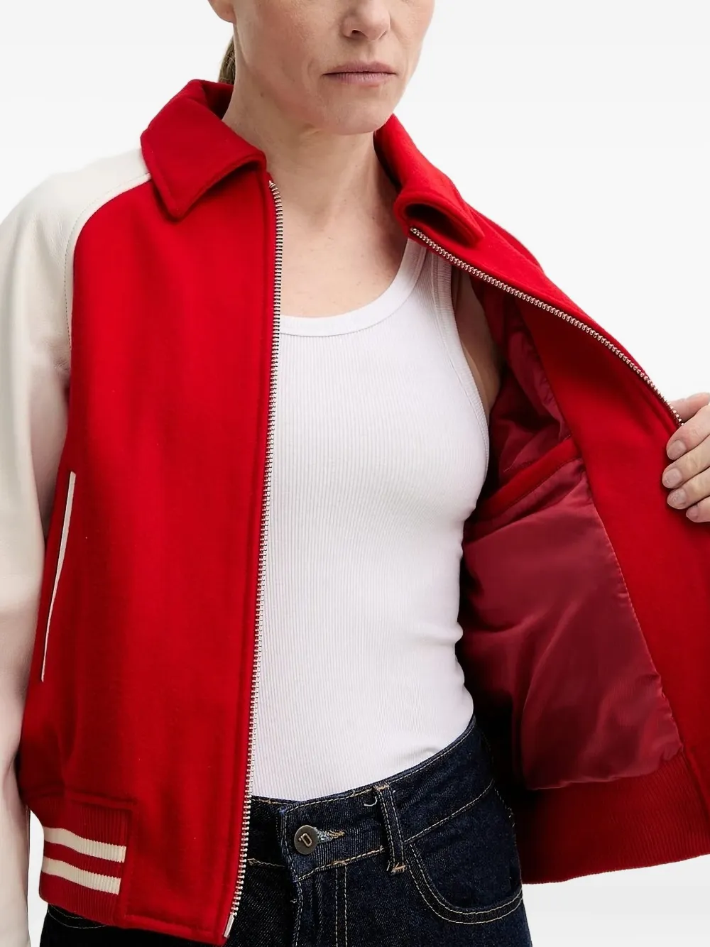 The Kooples Varsity-patch Jacket In Red