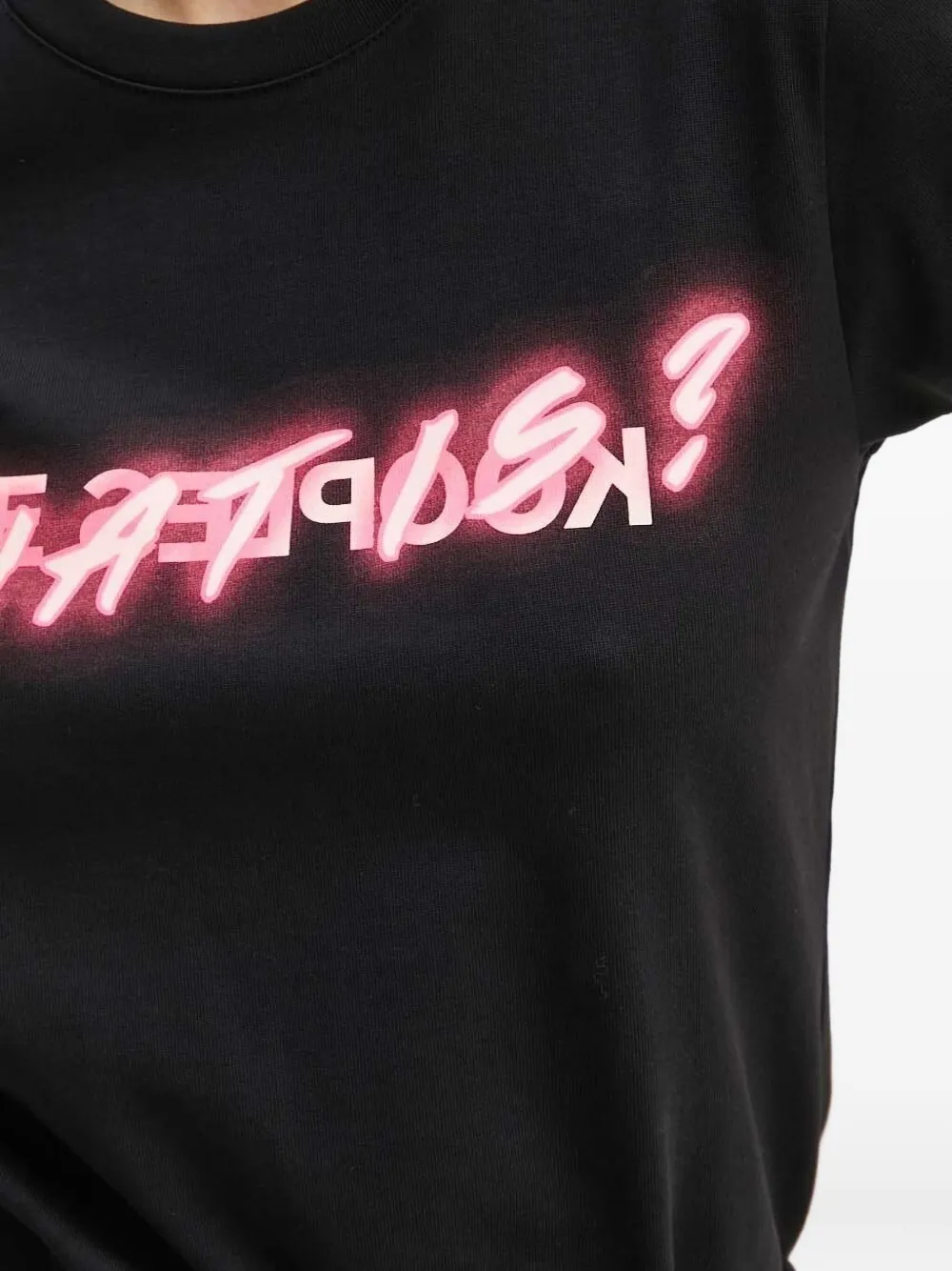 The Kooples T-shirt Mit Neonfarbenem Slogan In Black