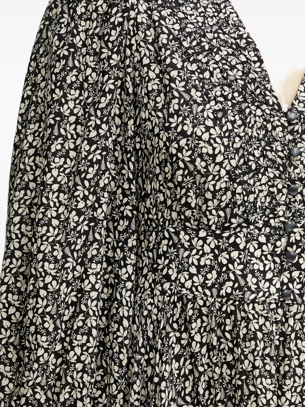Ivy & Oak Floral-print Button-front Maxi Dress In Black