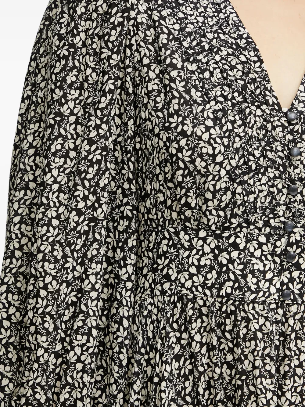 IVY OAK Maxi-jurk met bloemenprint en knopen Zwart