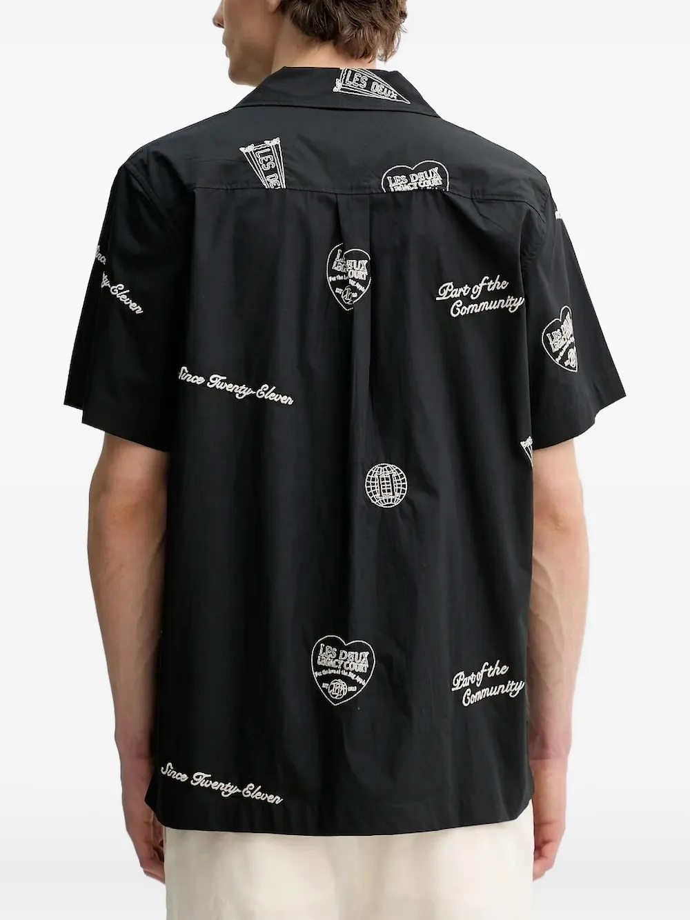 Les Deux embroidered-graphic short-sleeve shirt - Zwart