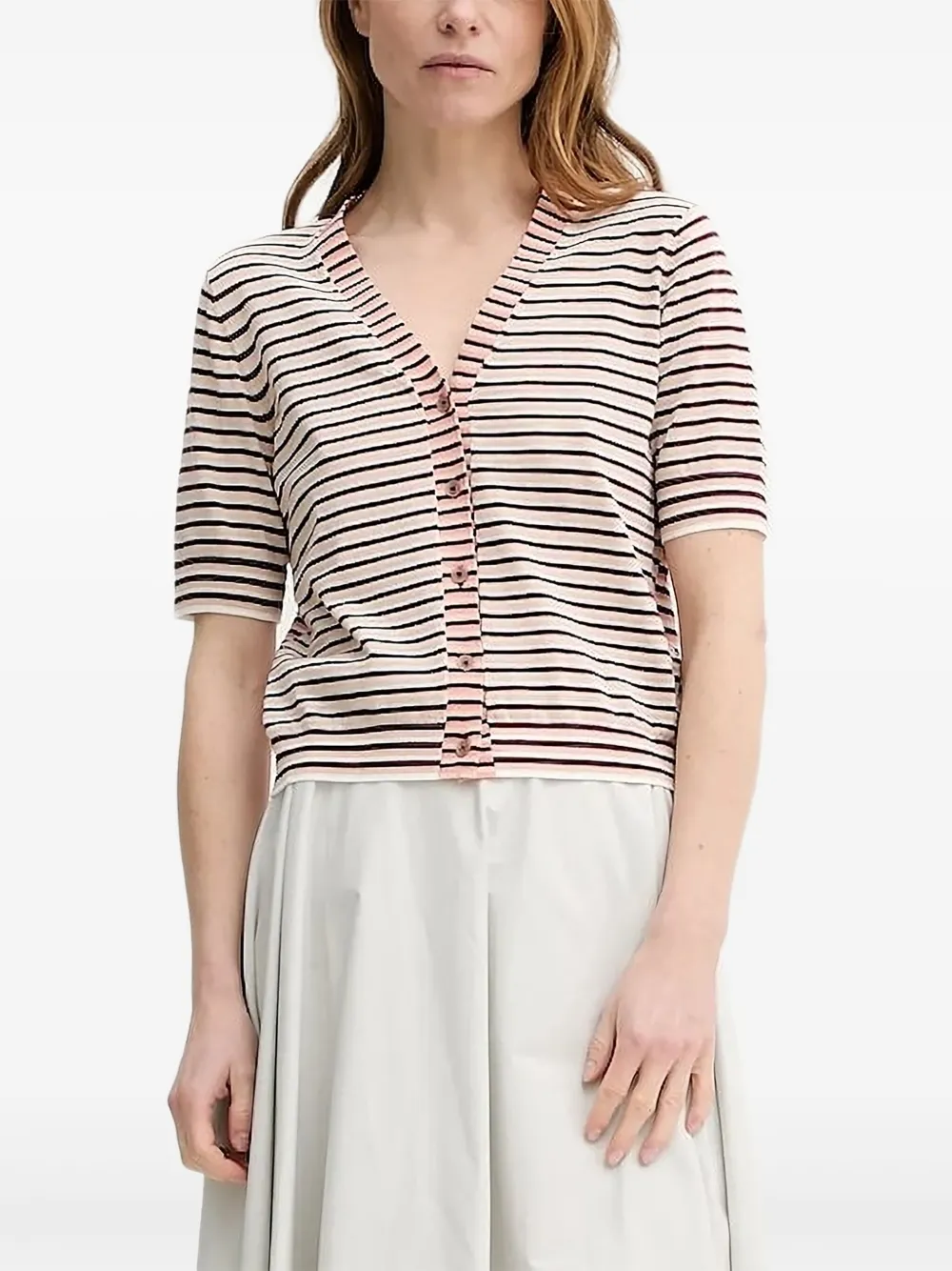 Ps By Paul Smith Striped V-neck Cardigan In Multi
