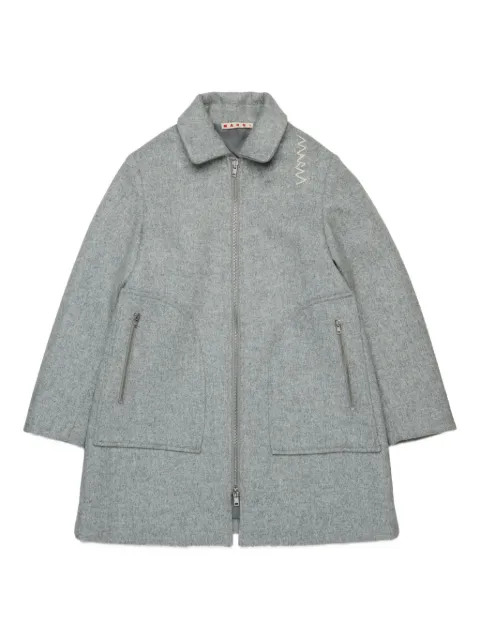 Marni Kids logo-embroidered coat 