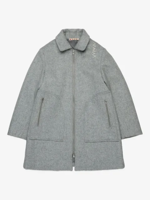 Marni Kids logo-embroidered coat