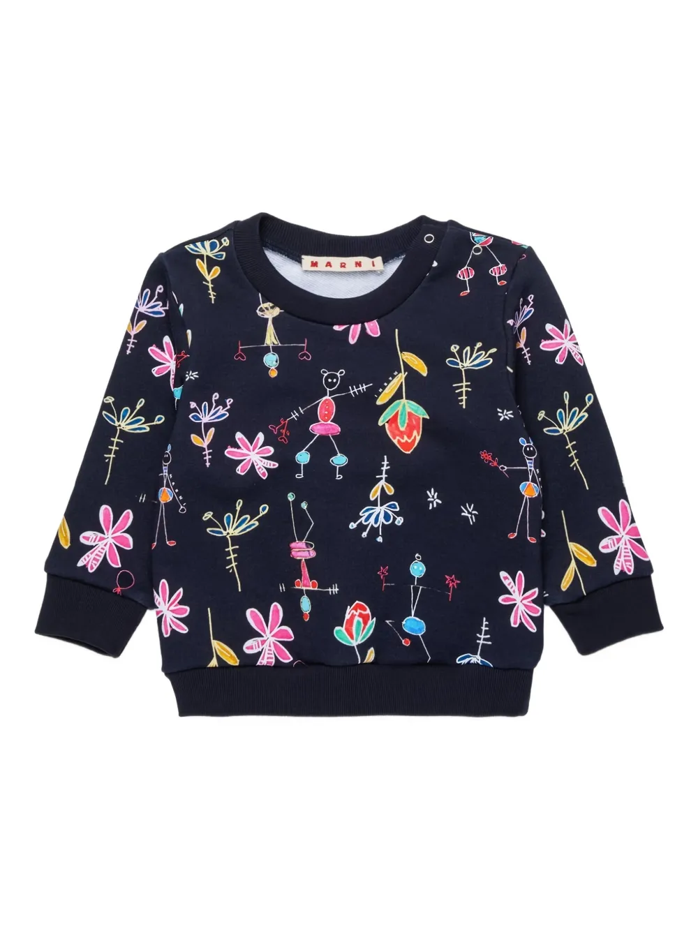Marni Flower-print Sweatshirt In Blue