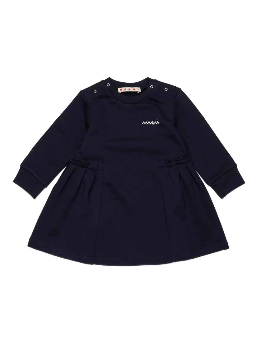Marni Kids pleated embroidered dress Blauw