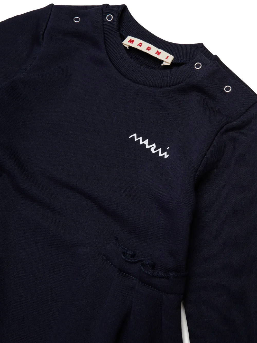Marni Kids pleated embroidered dress Blauw