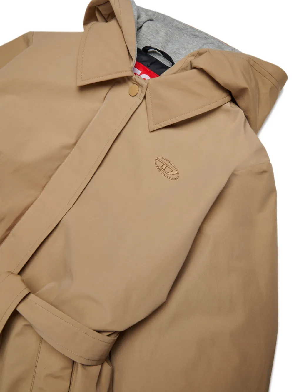 Diesel Kids Trenchcoat met capuchon Beige