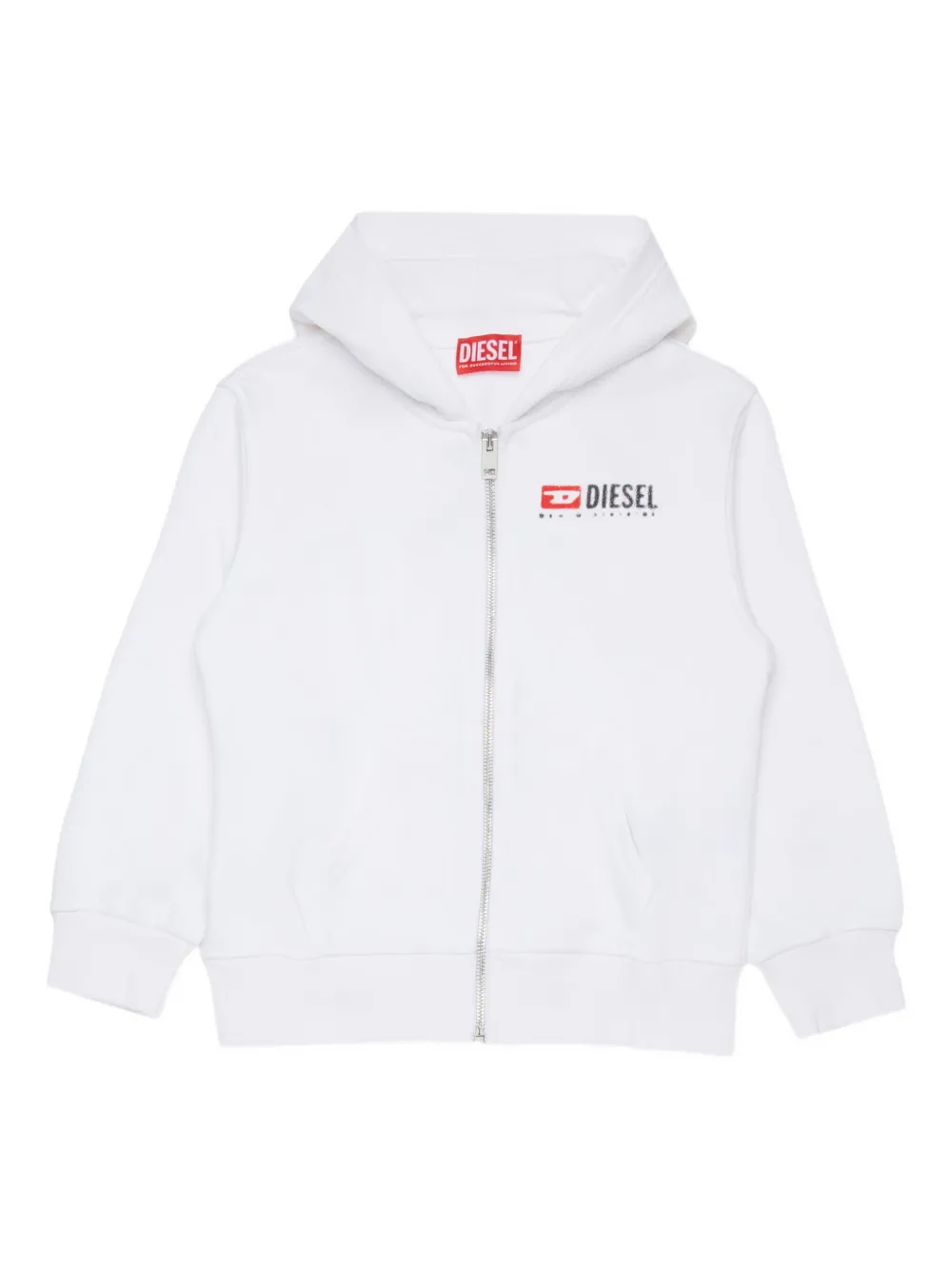 Diesel Kids Sdropshoodz over zip-fastening hoodie Wit