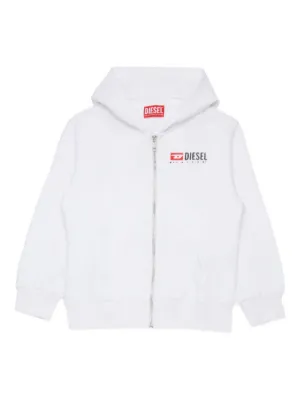 Diesel Kids Sdropshood Over logo-print Hoodie | White | FARFETCH AO