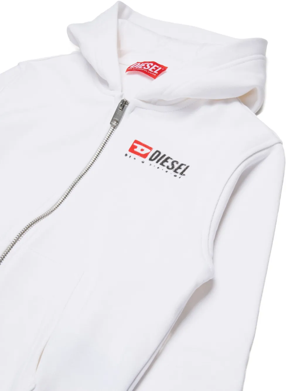 Diesel Kids Sdropshoodz over zip-fastening hoodie Wit