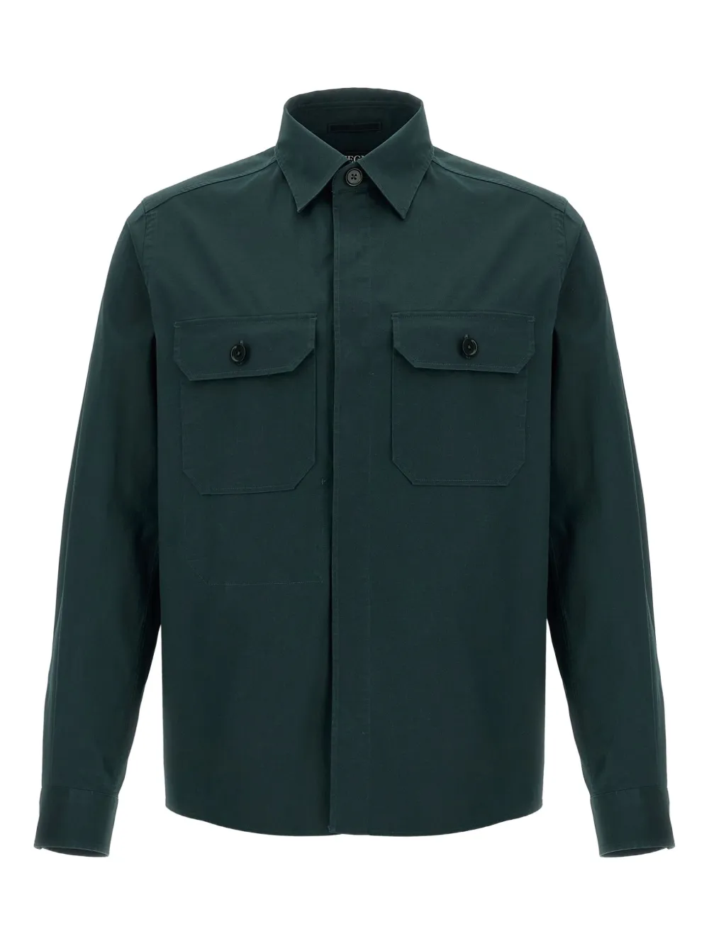 Zegna button-down overshirt | Green | Image 1