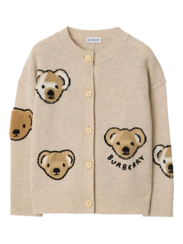Burberry Kids Cardigan Thomas Bear De Lã | Neutro | FARFETCH BR