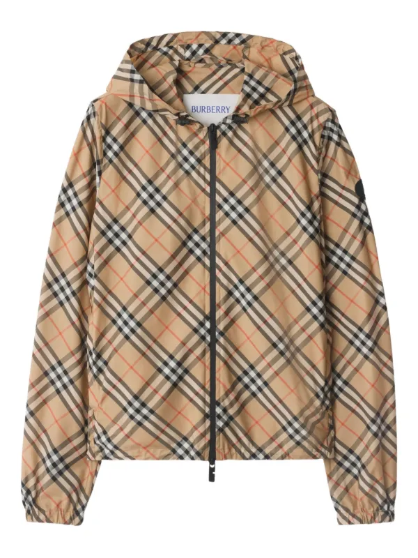 Burberry Check Hooded Jacket in Neutrals