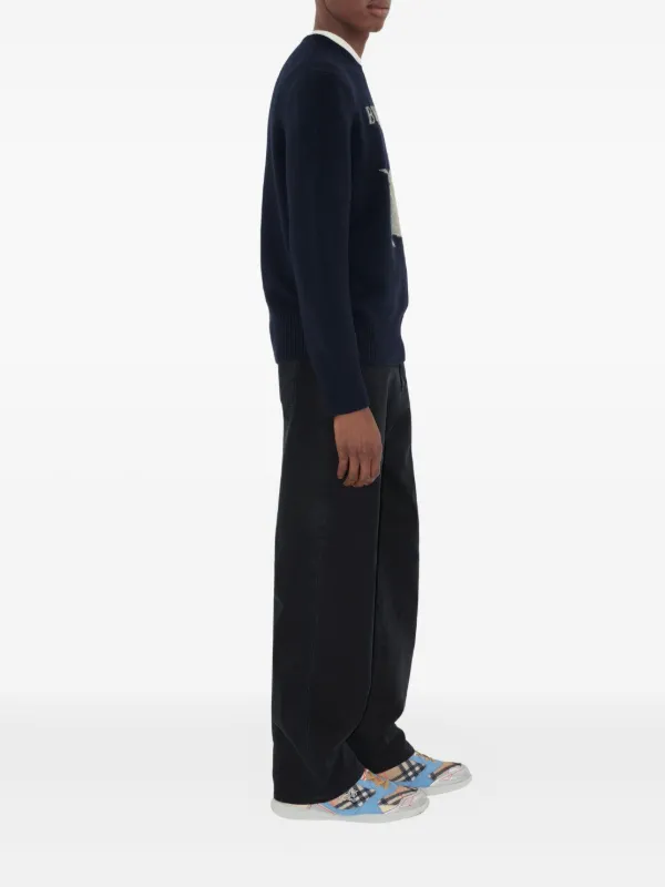 【送料&関税込】Burberry Equestrian Knight Printed Crewneck Burberry Equestrian Knight-motif Sweater | Blue | FARFETCH