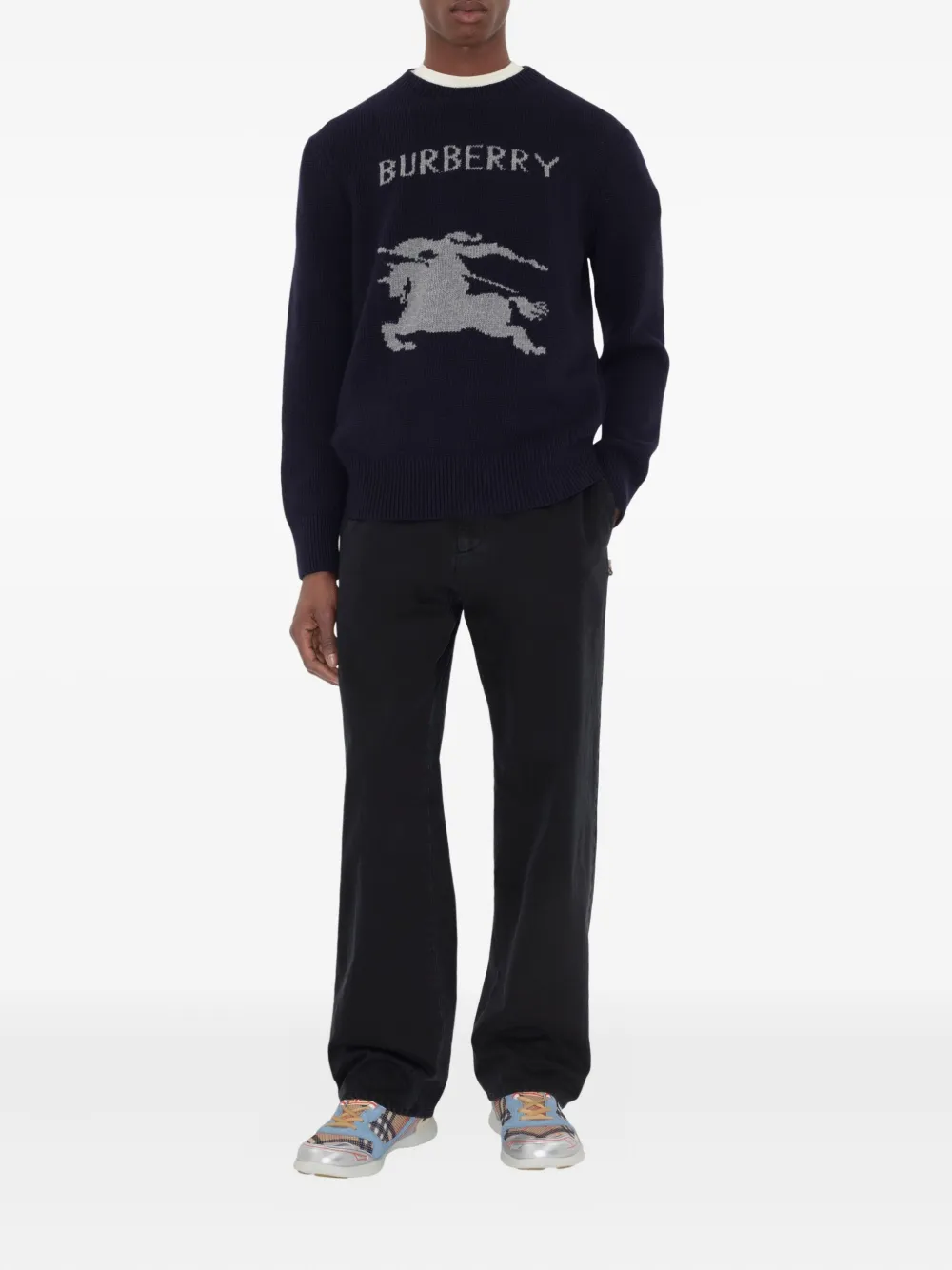 Burberry Trui met Equestrian Knight-patroon Blauw