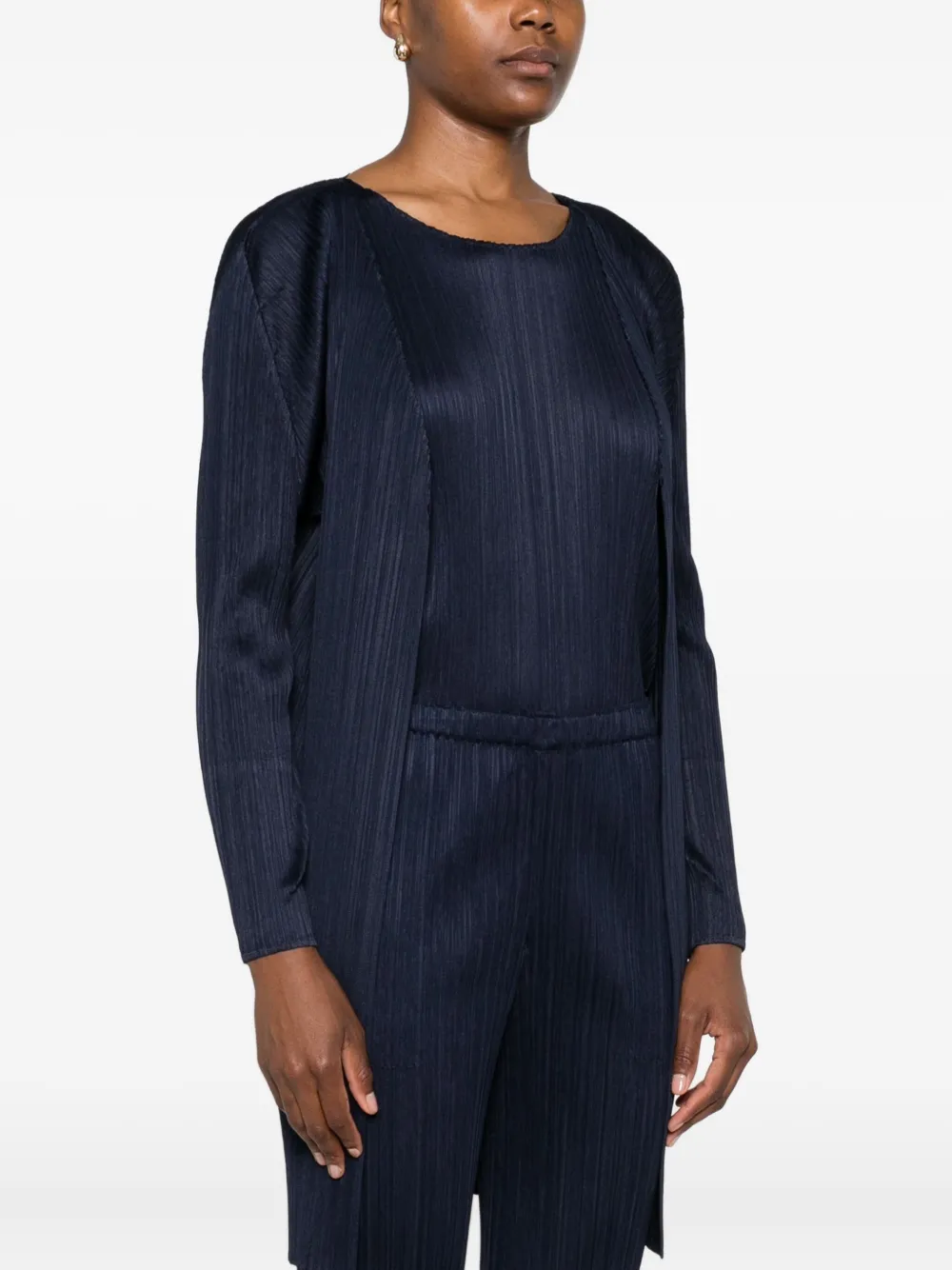 Pleats Please Issey Miyake Vest met open voorkant Blauw