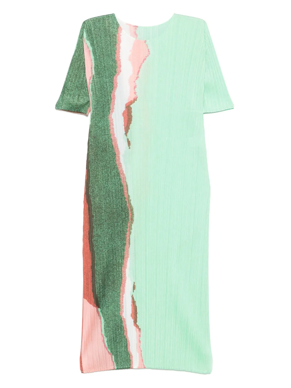 Pleats Please Issey Miyake Grainy Colors midi-jurk Groen
