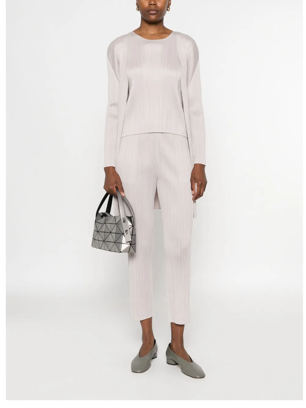 Pleats Please Issey Miyake Vest met open voorkant Grijs