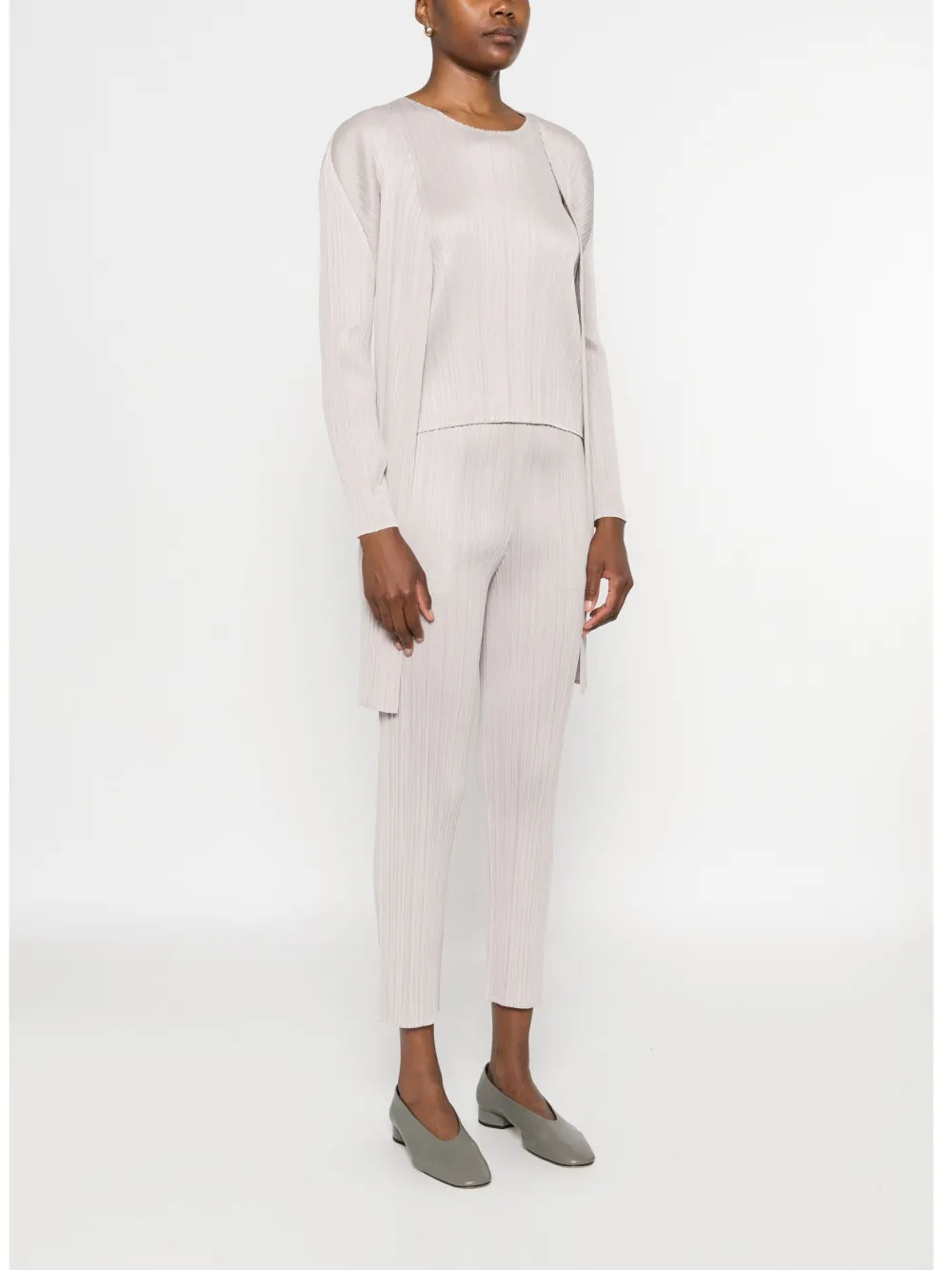 Pleats Please Issey Miyake Vest met open voorkant Grijs