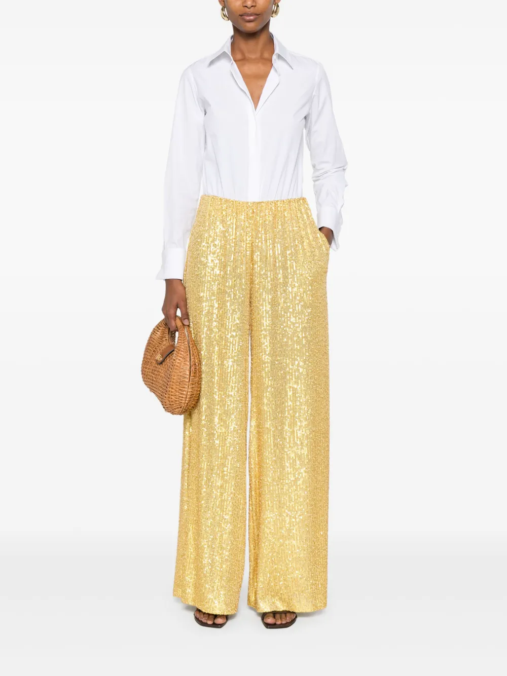 Norma Kamali sequinned trousers - Geel