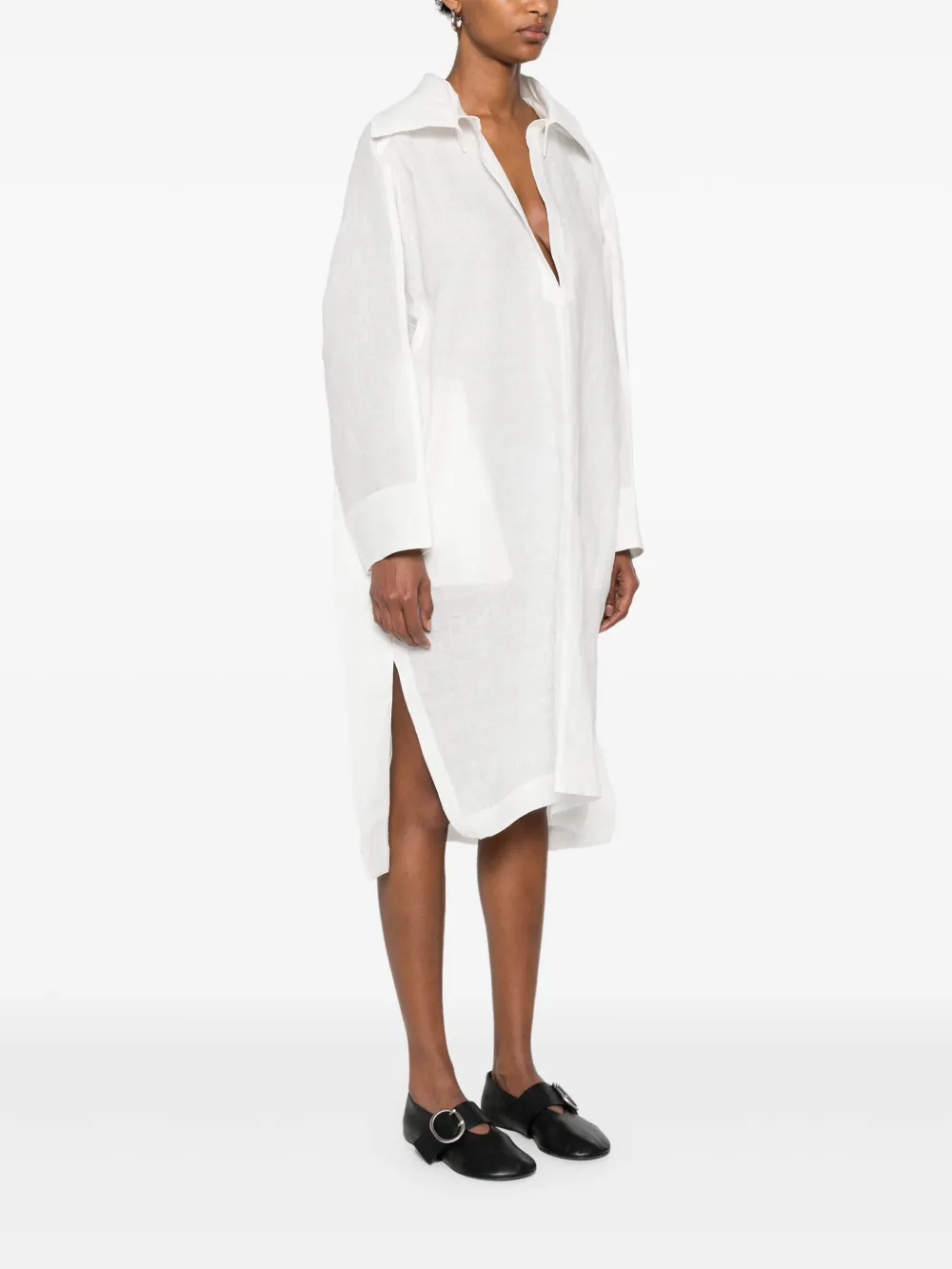 Shop Issey Miyake V-neck Midi Dress