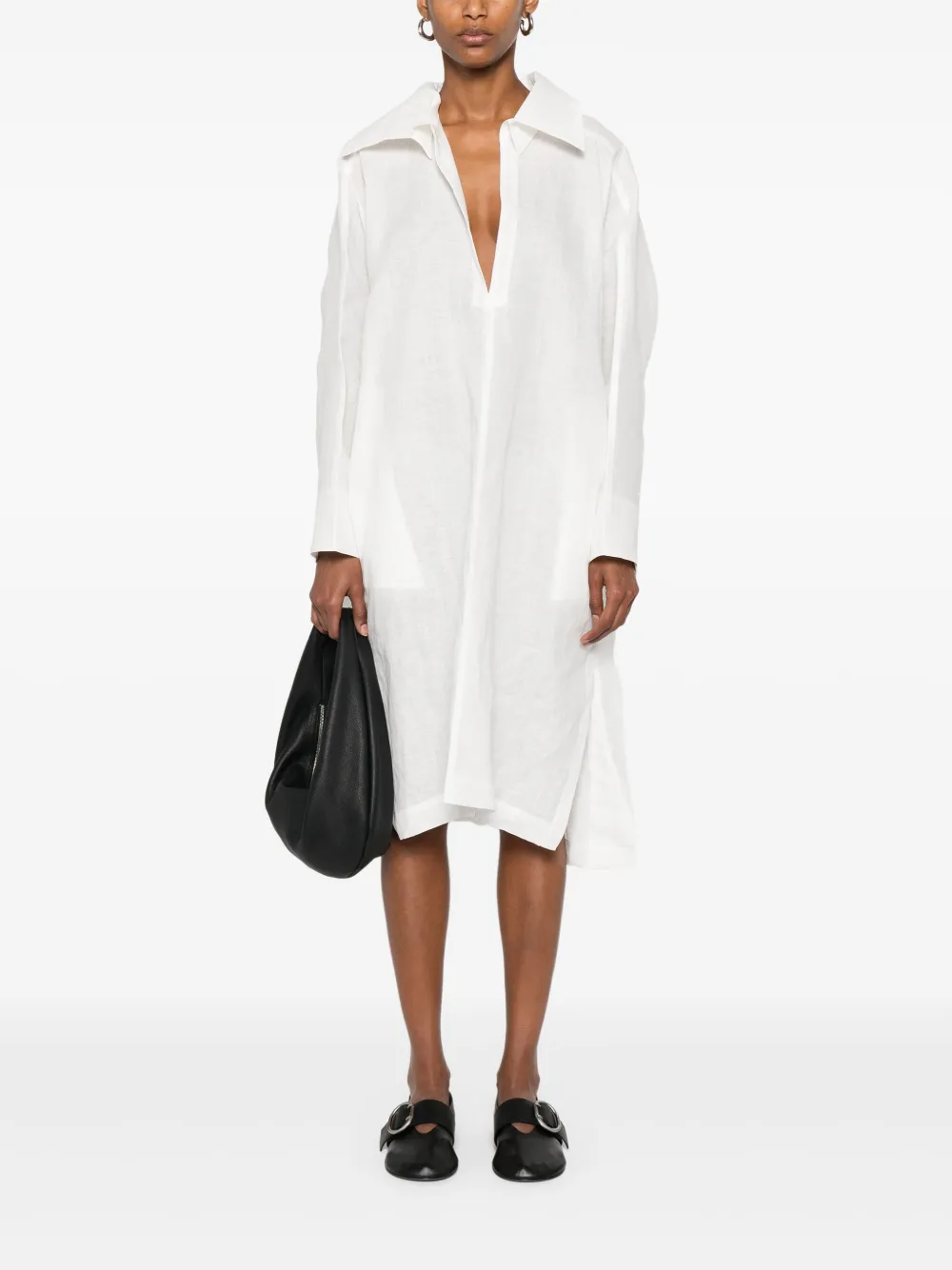 Issey Miyake V-neck midi dress - Wit