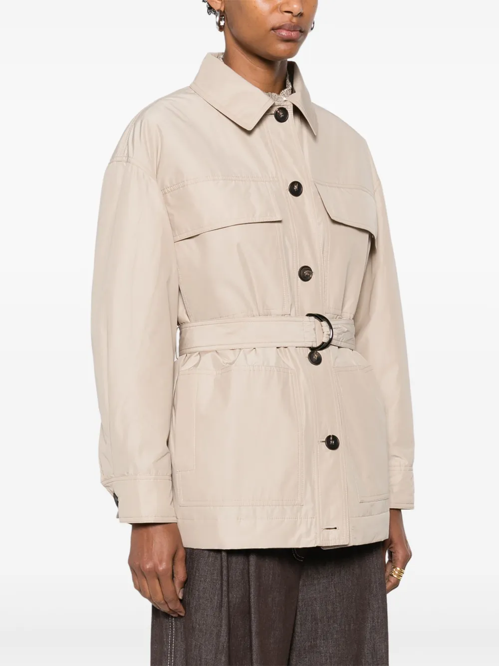 Brunello Cucinelli Jas met riem Beige