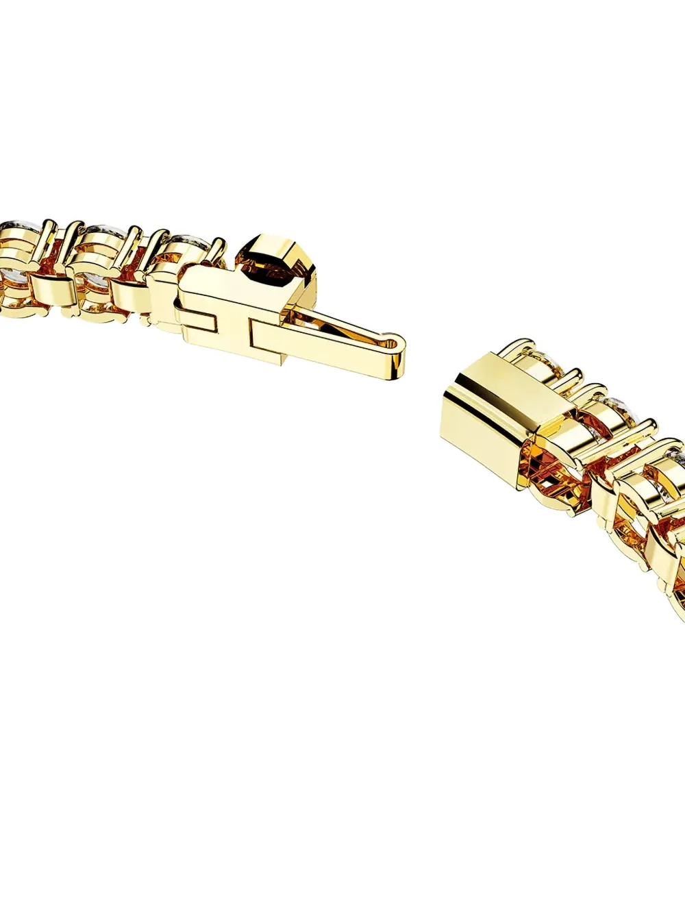Swarovski Crystal Round Cut Matrix Tennis Bracelet In Gold