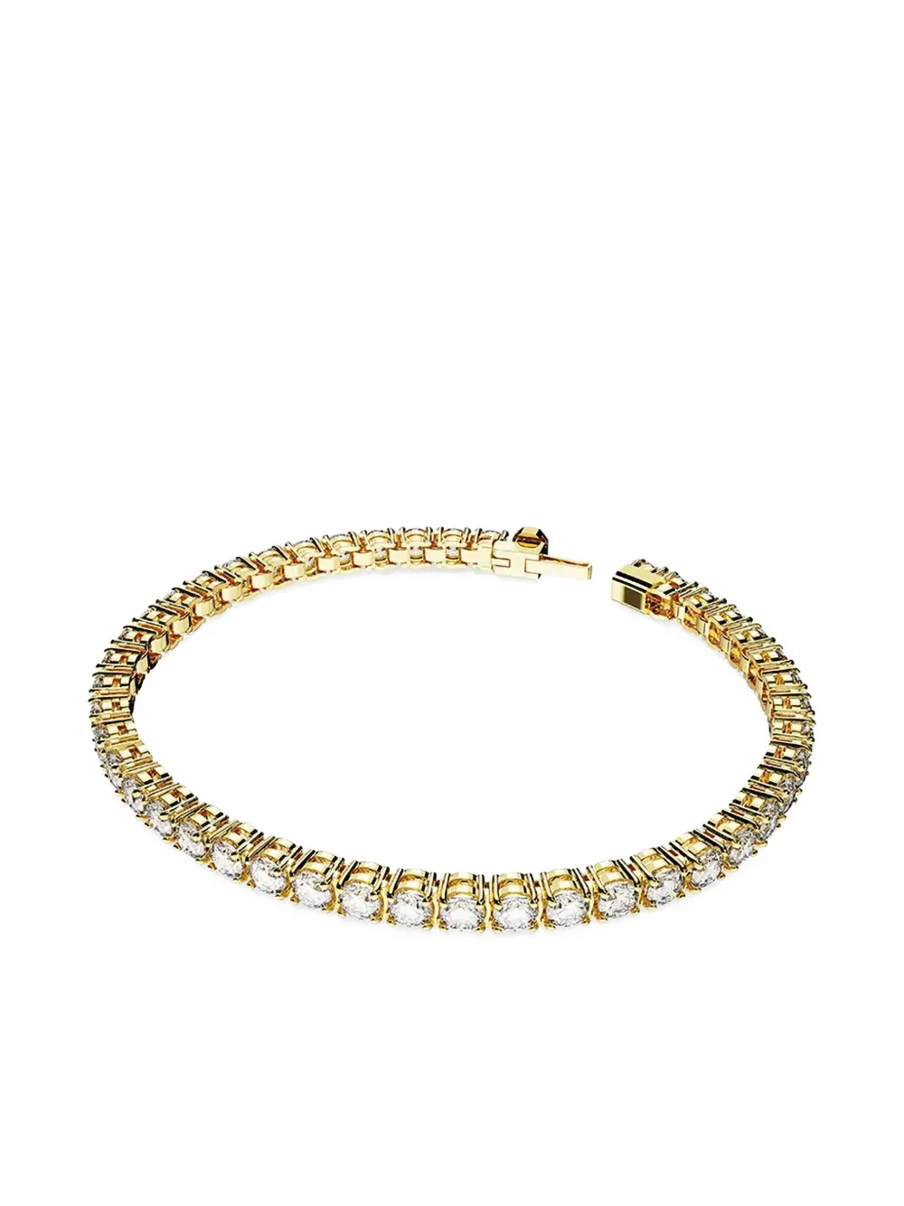 Swarovski Crystal Round Cut Matrix Tennis Bracelet In Gold