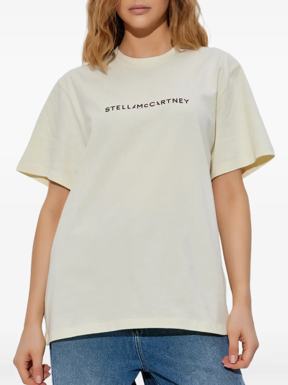 Stella McCartney T-shirt van biologisch katoen Beige